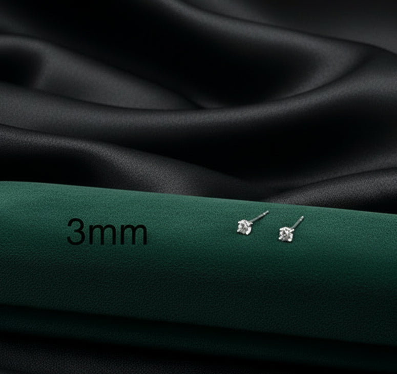 Real Silver Studs (round stone)