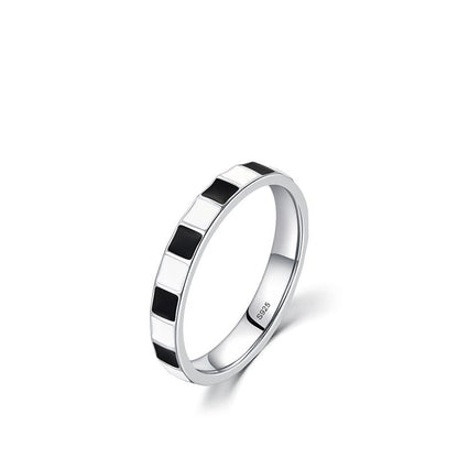 Bague en argent sterling en forme d'échiquier