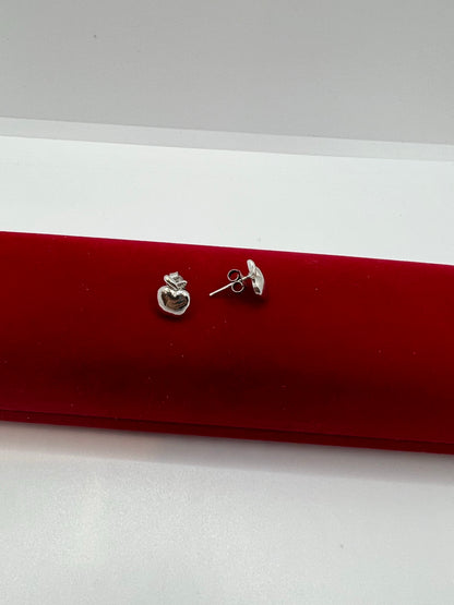 Boucles d'oreilles à tige en argent véritable en forme de pomme