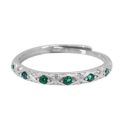 Bague en argent véritable avec pierres de couleur