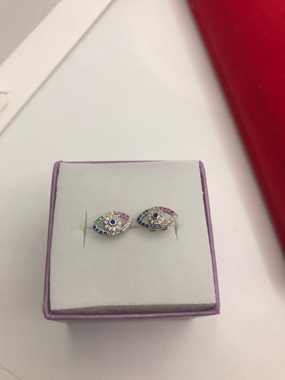 Boucles d'oreilles en argent véritable contre le mauvais œil