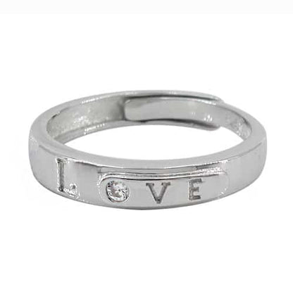 Bague ajustable en argent véritable amour