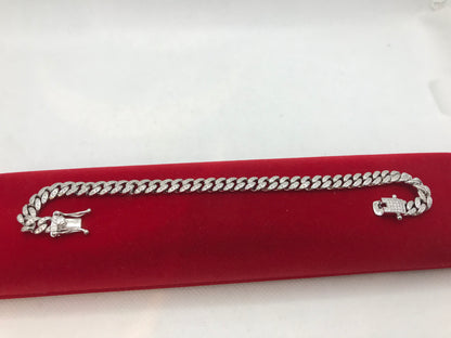 Bracelet cubain en argent sterling avec maillons glacés
