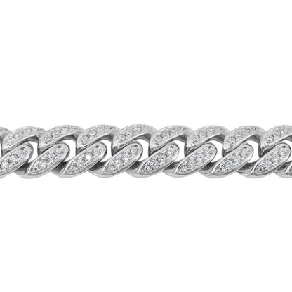 Bracelet cubain en argent sterling avec maillons glacés