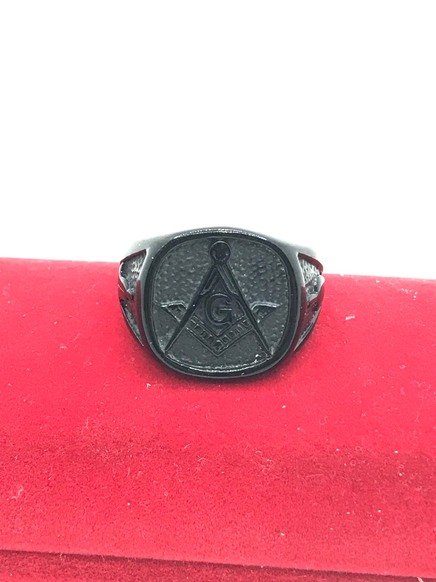 Stainless steel black Masonic ring