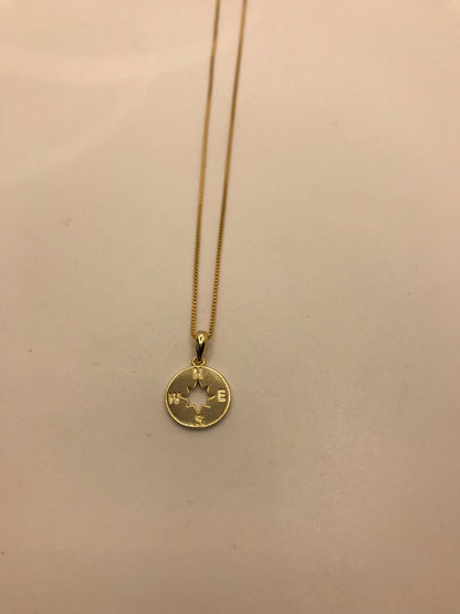Sterling silver gold filled compass necklace