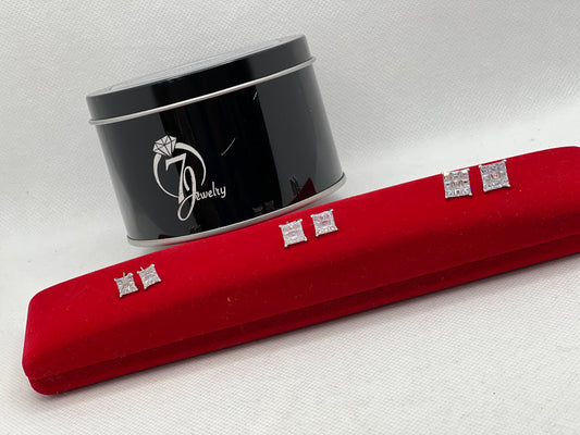 Boucles d'oreilles à tige carrées en argent sterling taillées sur table