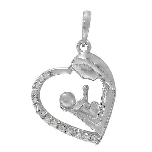 Pendentif mère et enfant en argent véritable