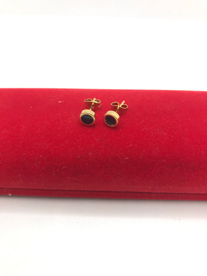 Clous d'oreilles en acier inoxydable doré et noir