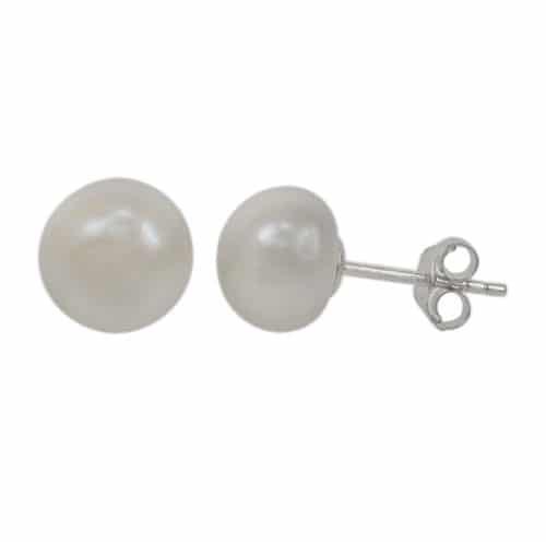 Real silver freshwater pearl studs