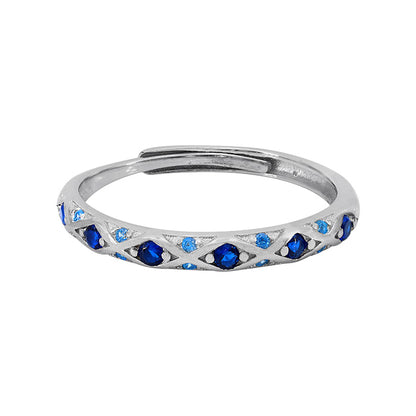 Bague en argent véritable avec pierres de couleur