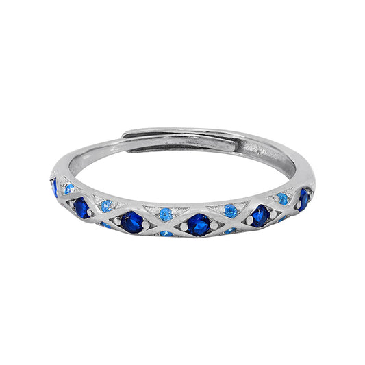 Bague en argent véritable avec pierres de couleur