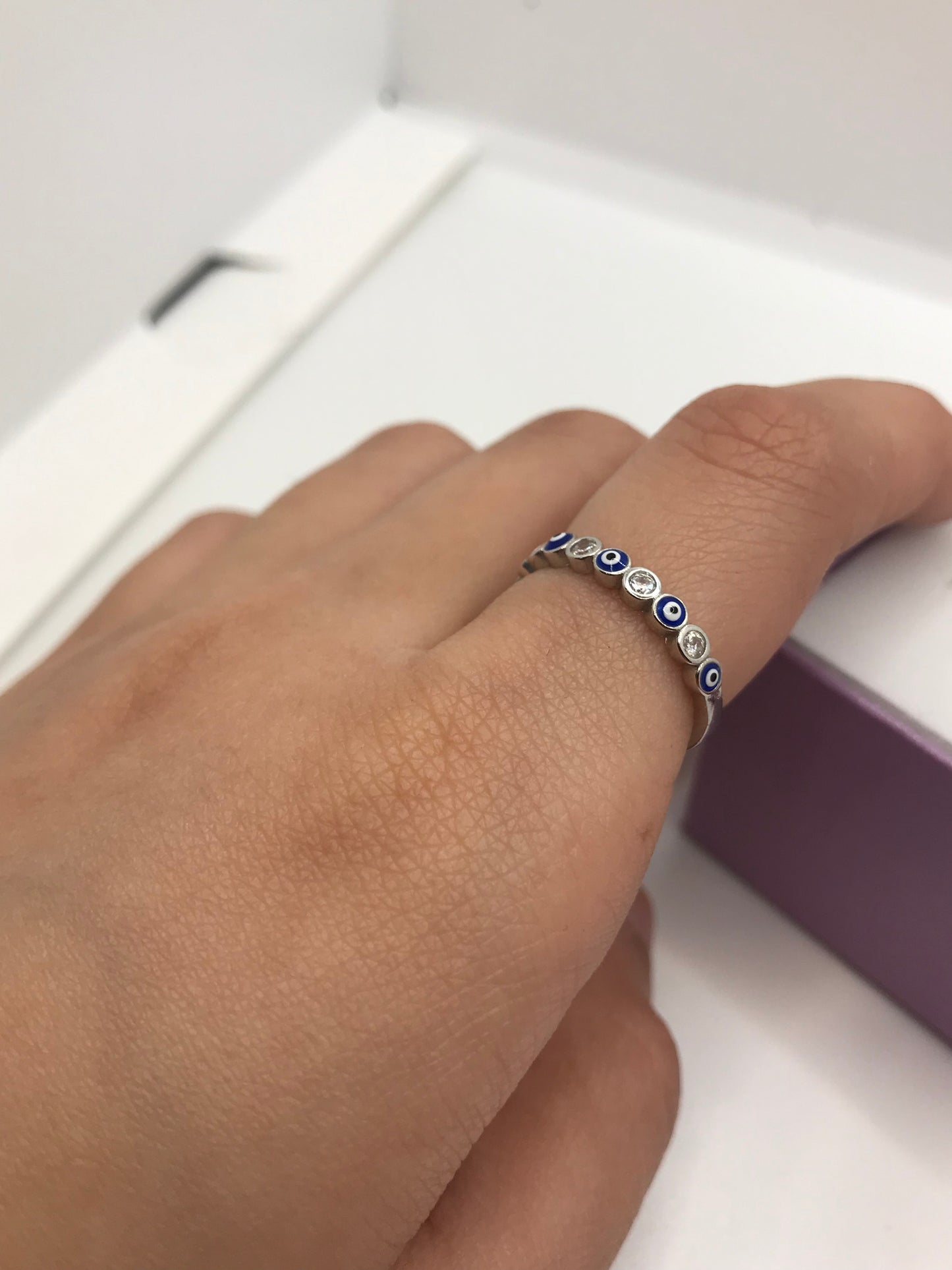 ਸਟਰਲਿੰਗ ਚਾਂਦੀ ਦੀ ਬੁਰੀ ਅੱਖ ਵਾਲੀ ਅੰਗੂਠੀ