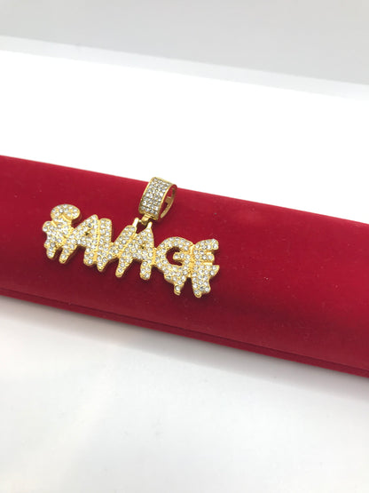 Hip hop iced out savage pendant