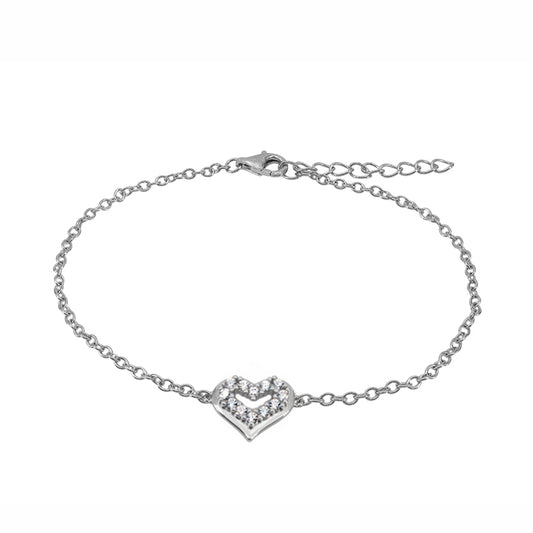 Bracelet coeur en argent sterling