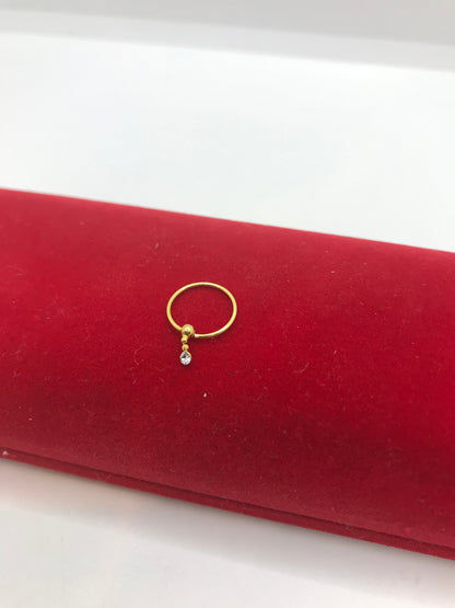 ਪੱਥਰਾਂ ਨਾਲ ਅਸਲੀ ਚਾਂਦੀ ਦੀ ਸੋਨੇ ਦੀ ਪਲੇਟ ਵਾਲੀ ਨੱਕ ਦੀ ਅੰਗੂਠੀ