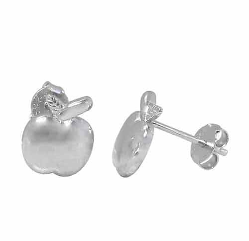 Boucles d'oreilles à tige en argent véritable en forme de pomme