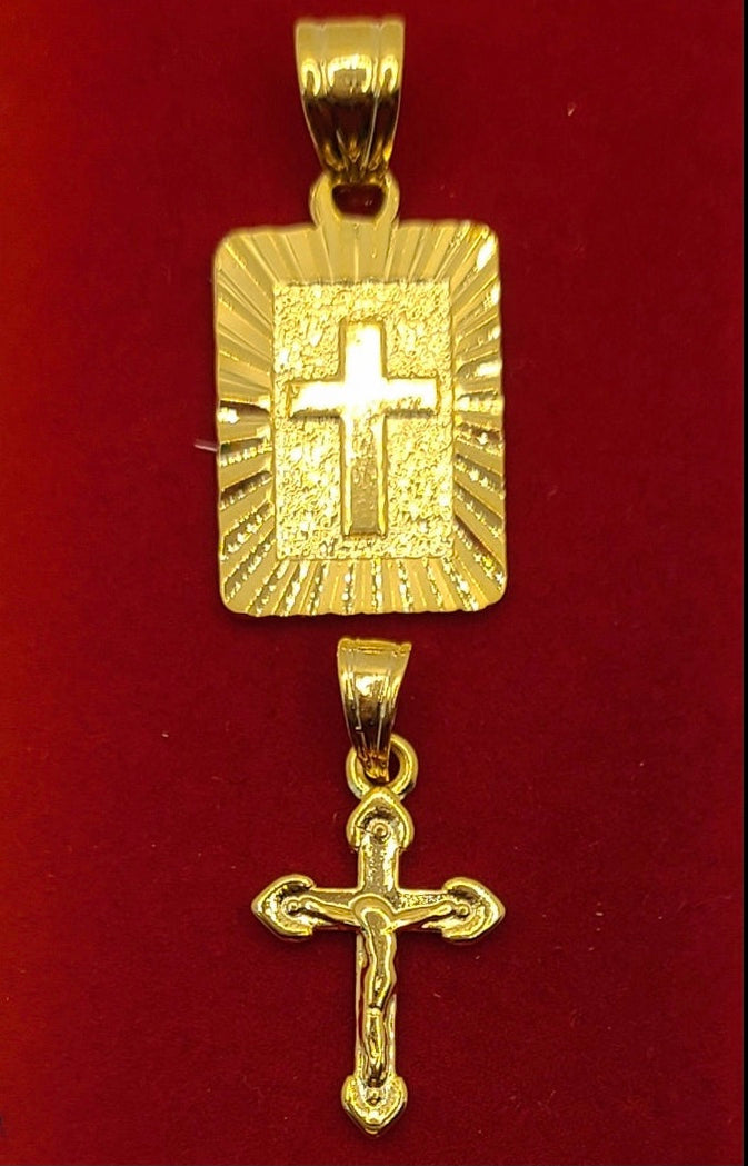 Pendentif croix plaqué or 18 carats