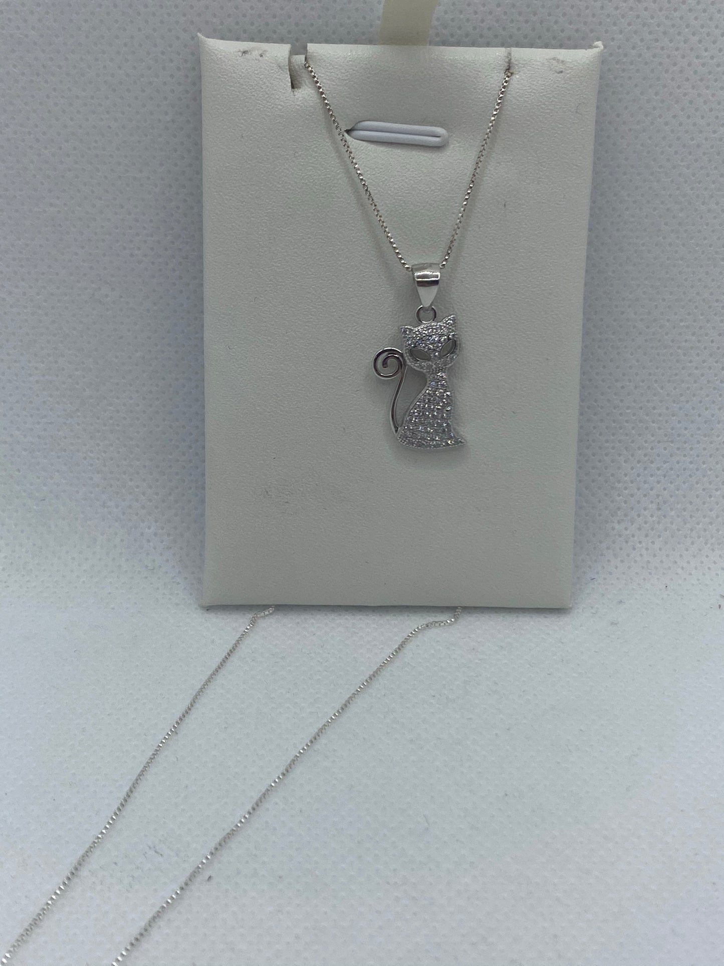 Real silver kitty necklace