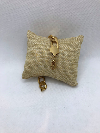 18 ਕੈਰੇਟ ਸੋਨੇ ਦੀ ਪਲੇਟ ਵਾਲਾ ਫਿਗਾਰੋ ਬਰੇਸਲੇਟ; ਯੂਨੀਸੈਕਸ