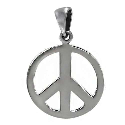 Real silver peace sign necklace