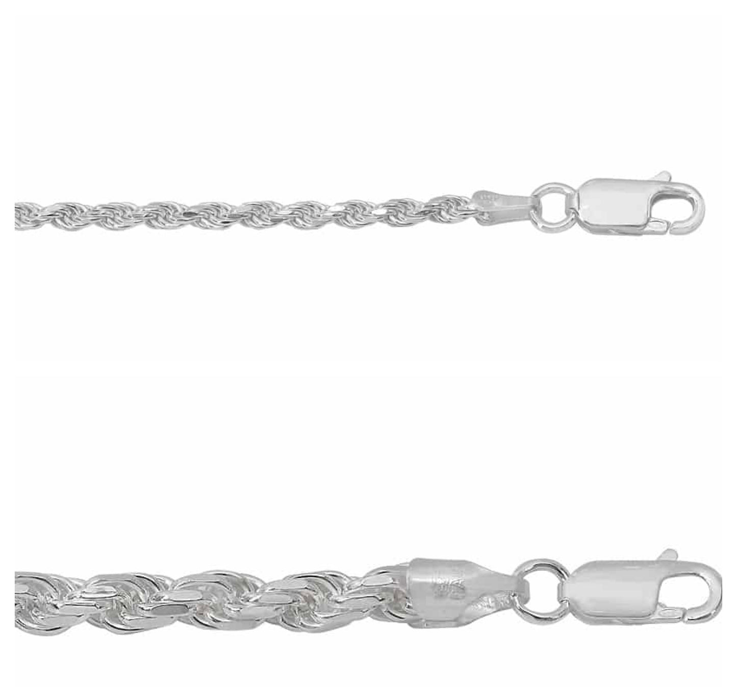 Bracelets en corde d'argent véritable