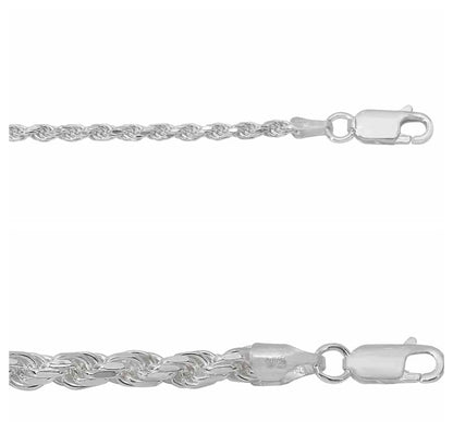Bracelets en corde d'argent véritable