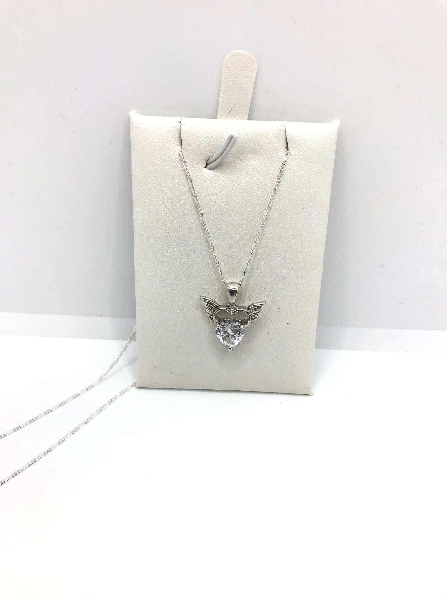 Sterling silver heart with wings necklace