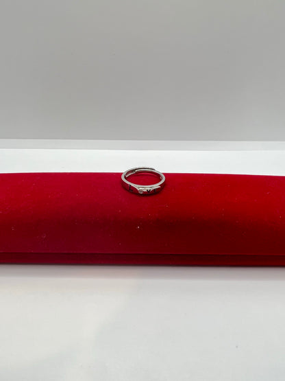 Bague ajustable en argent véritable amour