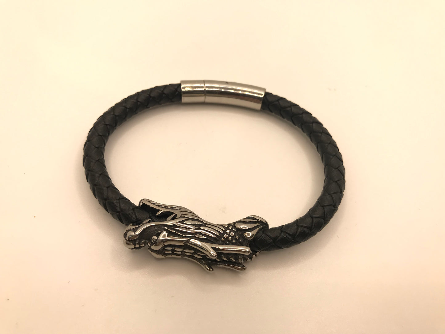 Bracelet en cuir avec tête de dragon