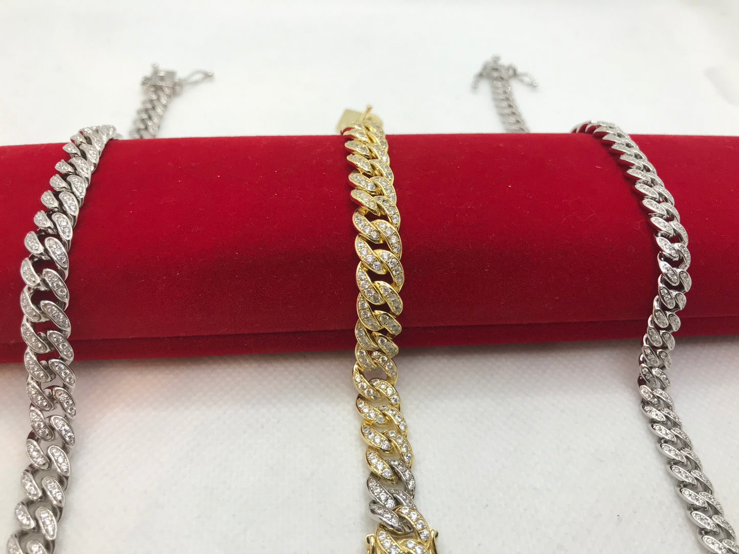 Bracelet cubain en argent sterling avec maillons glacés