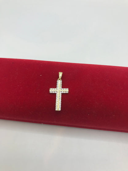 Pendentifs croix en or 10 carats avec pierre CZ