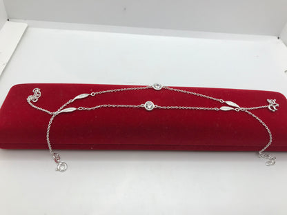 Sterling silver anklet with crystal stone and feathers