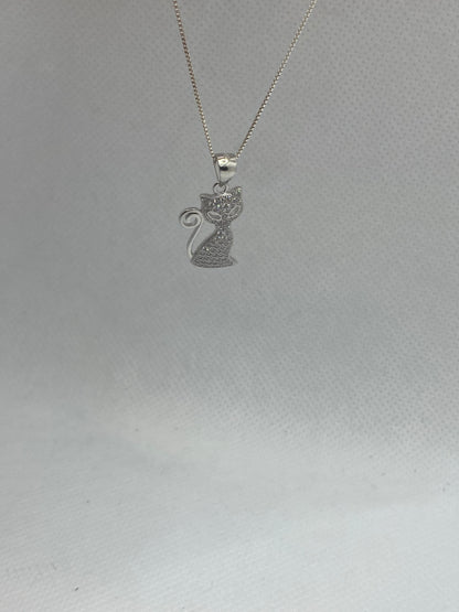 Collier chaton en argent véritable