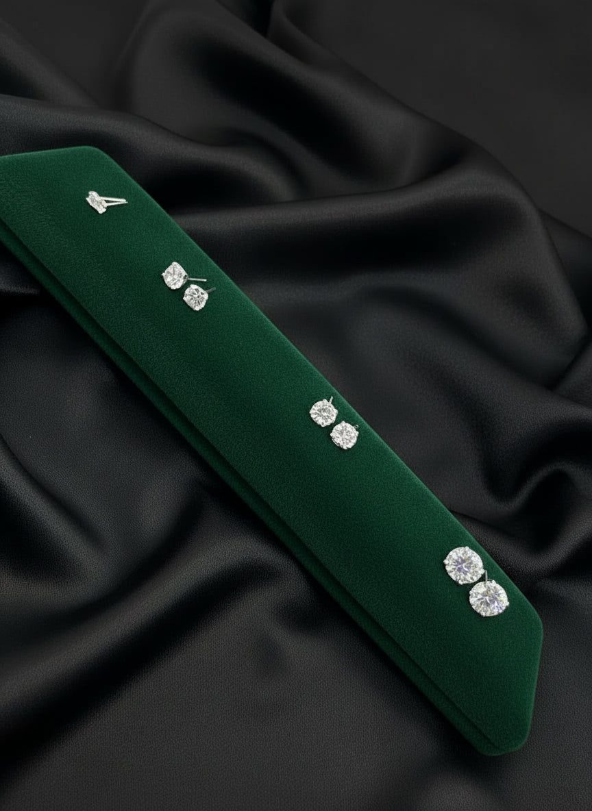 Real Silver Studs (round stone)