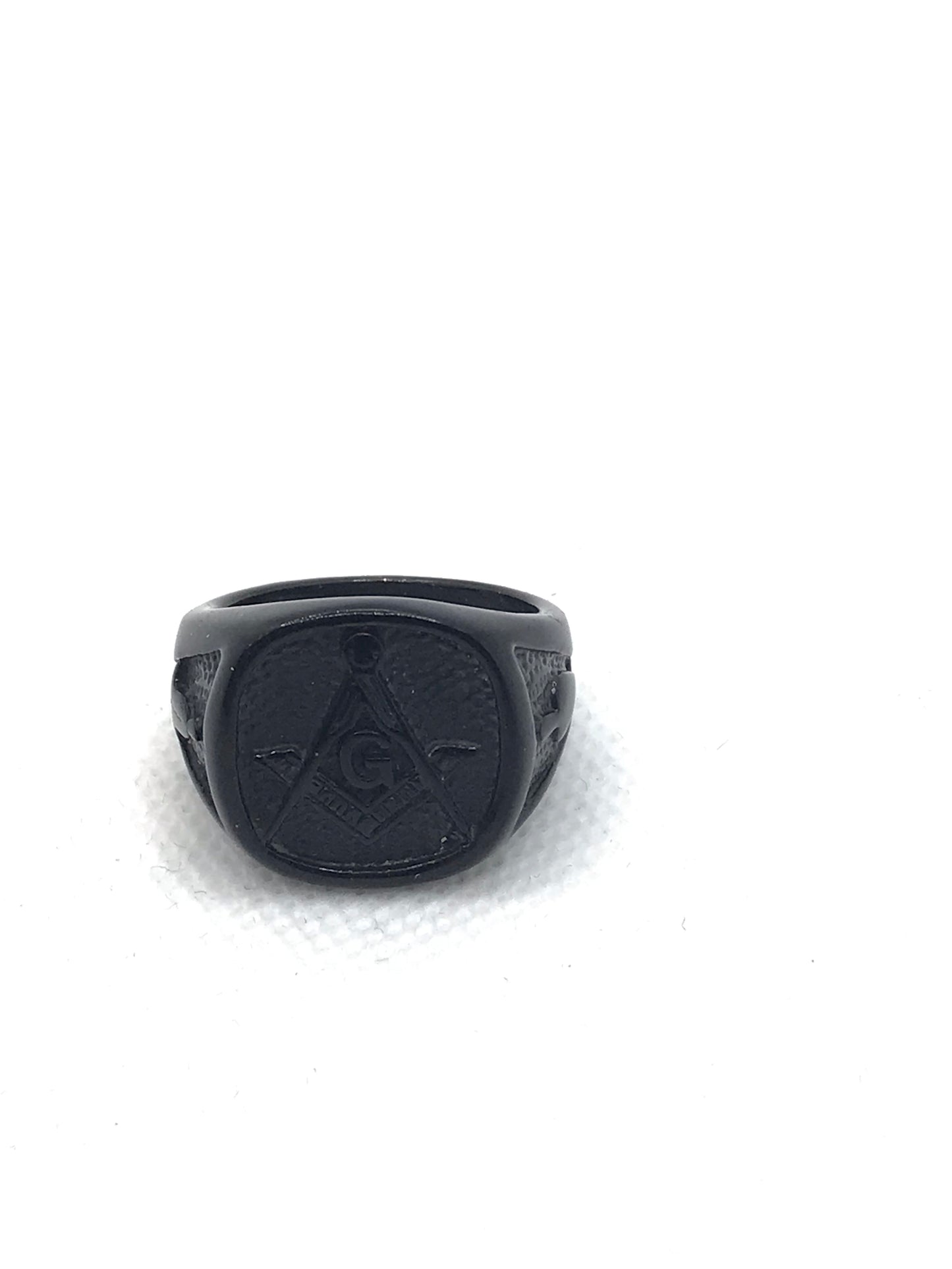 Bague maçonnique noire en acier inoxydable