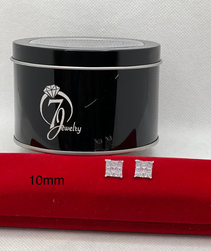 Boucles d'oreilles à tige carrées en argent sterling taillées sur table