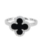 Sterling silver black clover ring