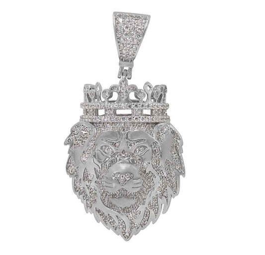 Pendentif lion en argent sterling avec pierre CZ
