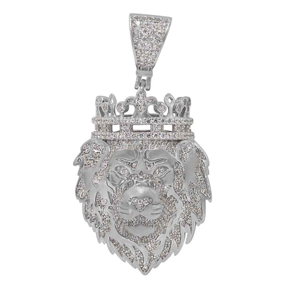 Sterling silver CZ stone lion pendant