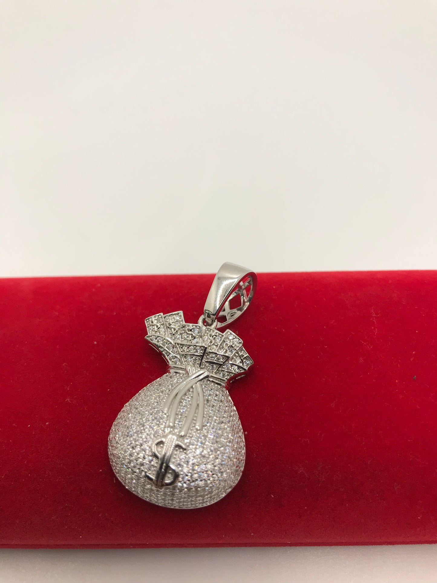 Sterling silver money bag pendant