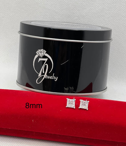 Boucles d'oreilles à tige carrées en argent sterling taillées sur table