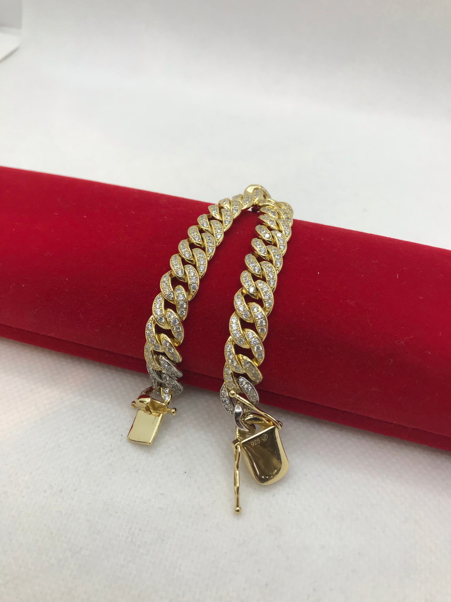 Bracelet cubain en argent sterling avec maillons glacés