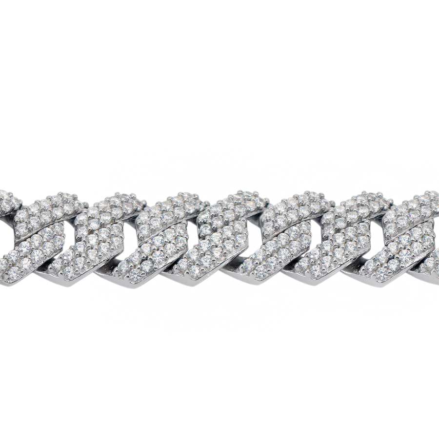 Real silver zigzag cuban iced out bracelet