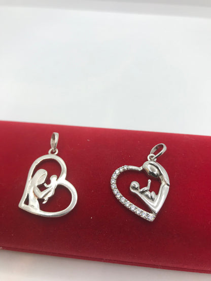 Pendentif mère et enfant en argent véritable
