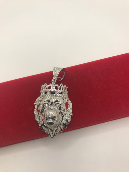Pendentif lion en argent sterling avec pierre CZ