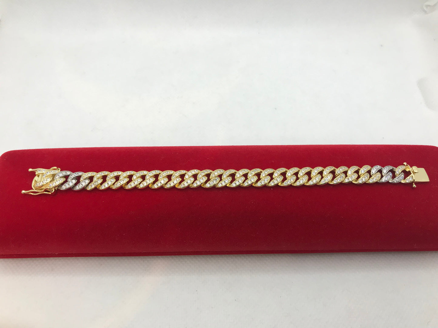 Bracelet cubain en argent sterling avec maillons glacés