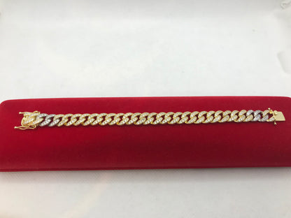 Bracelet cubain en argent sterling avec maillons glacés