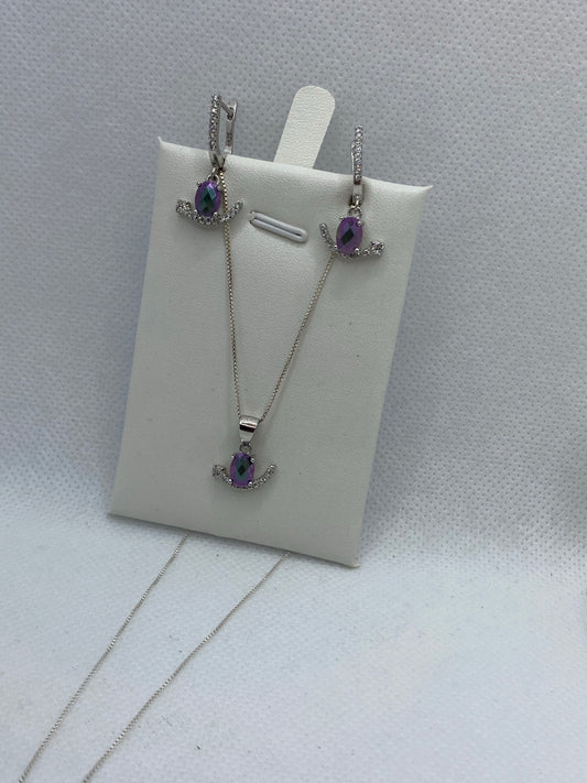 Real silver amethyst set