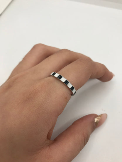 Bague en argent sterling en forme d'échiquier